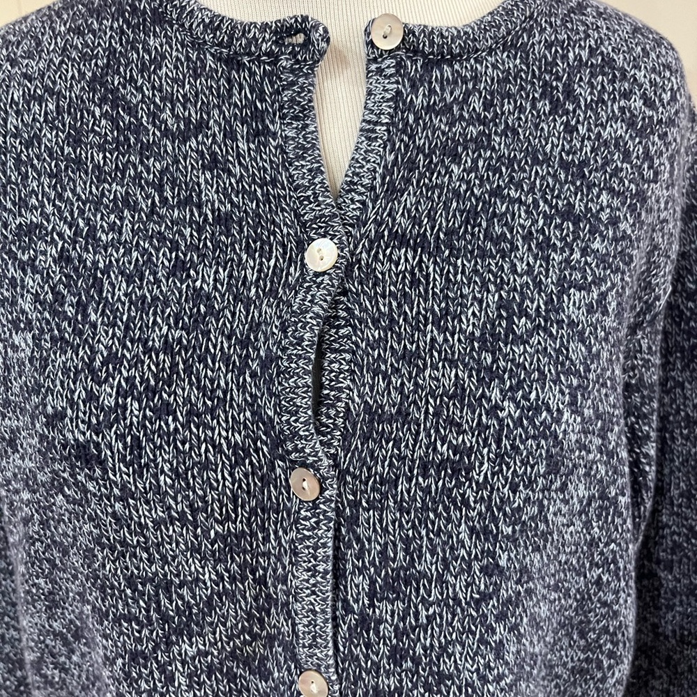 L.L. Bean Navy and White Knit Sweater - Picture 2 of 4